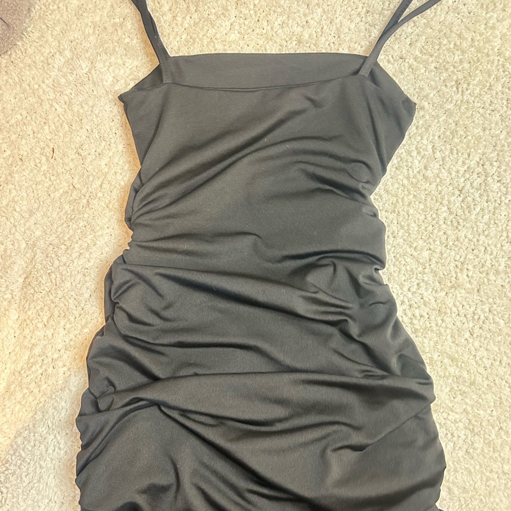 Elegant Black Ruched Dress
